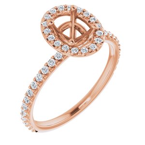 14K Rose 7x5 mm Oval 1/3 CTW Diamond Semi-set Halo-Style Engagement Ring